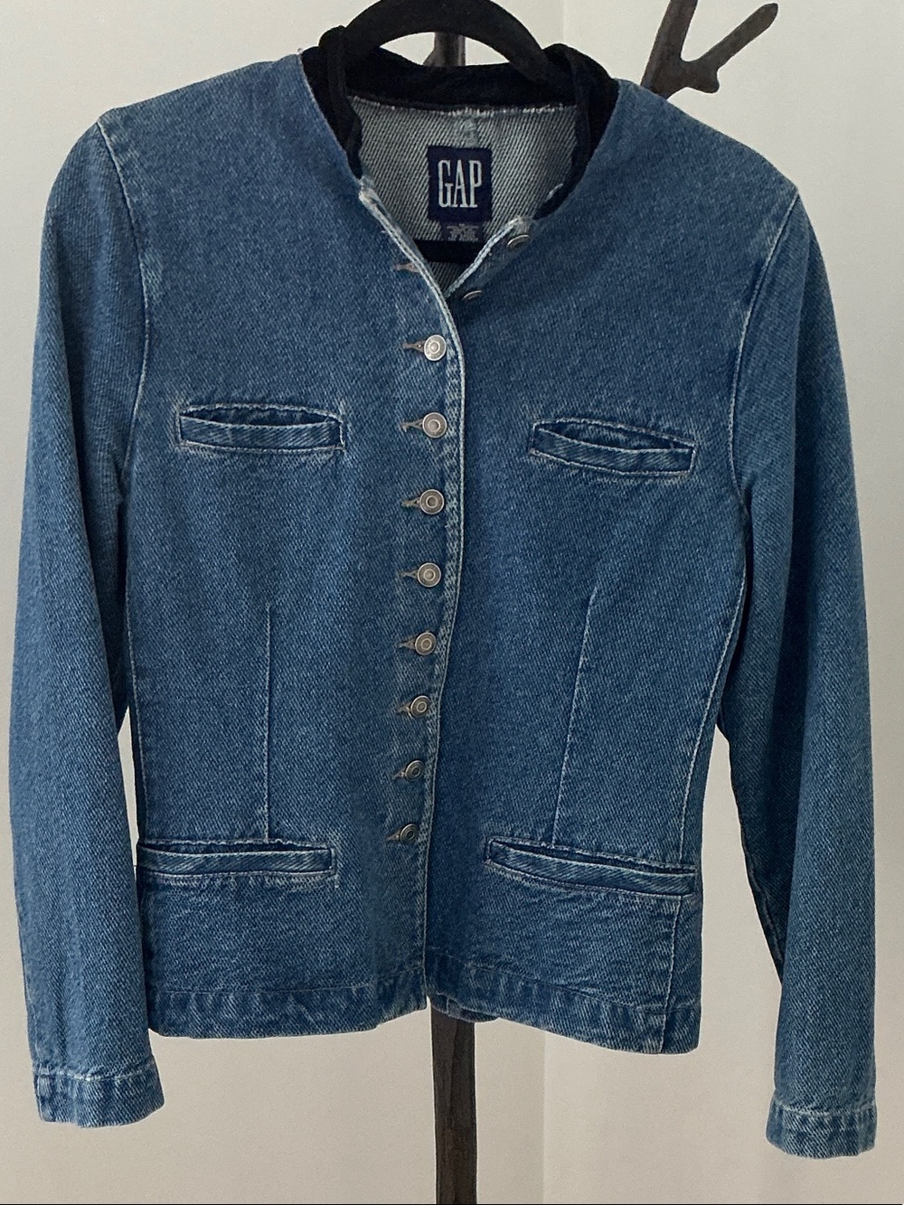 GAP Women's Dark Blue Denim Button-Up Jacket